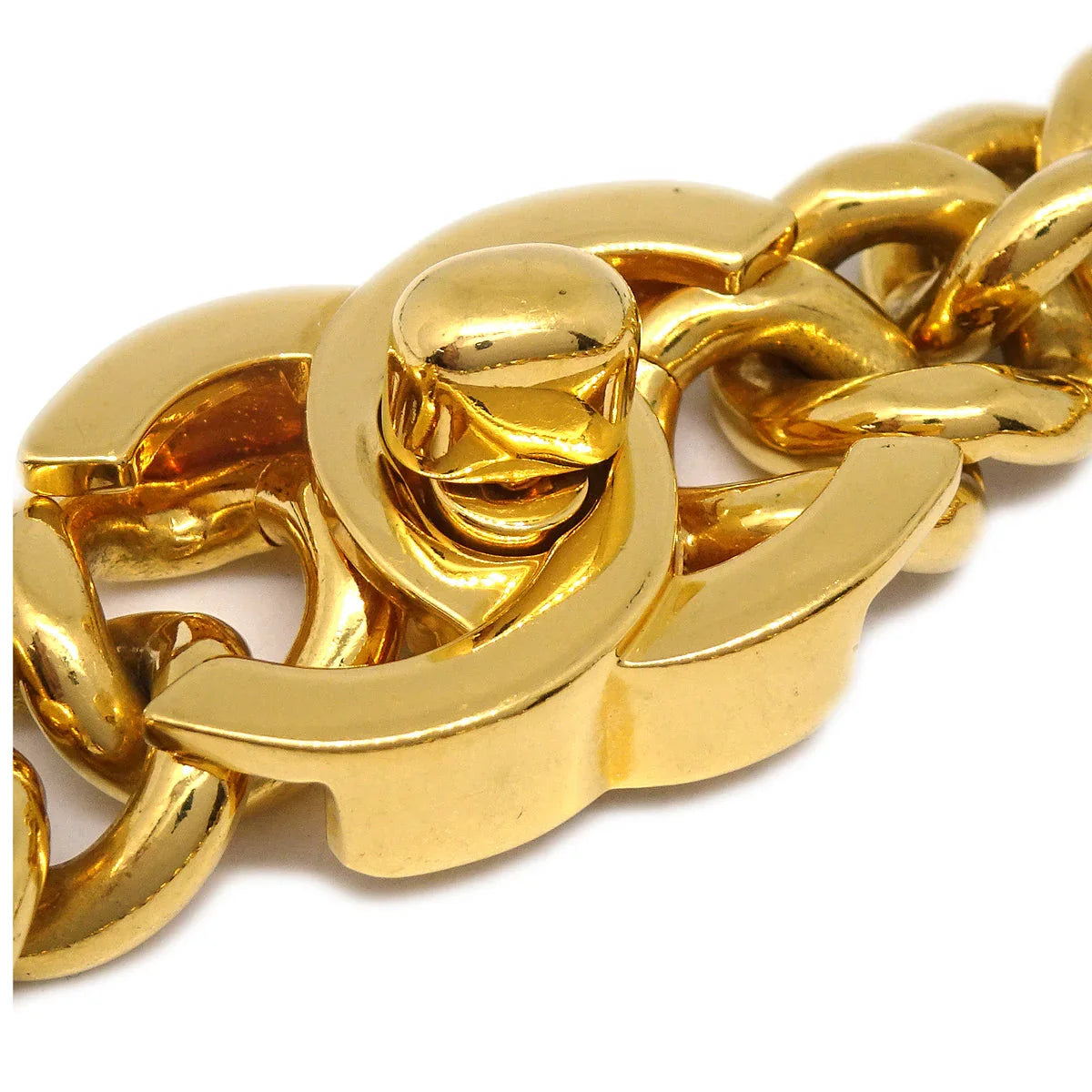 Chanel Turnlock Chain Pendant Necklace Gold 96A