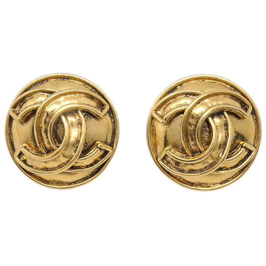 Chanel Button Earrings Clip-On Gold 94P