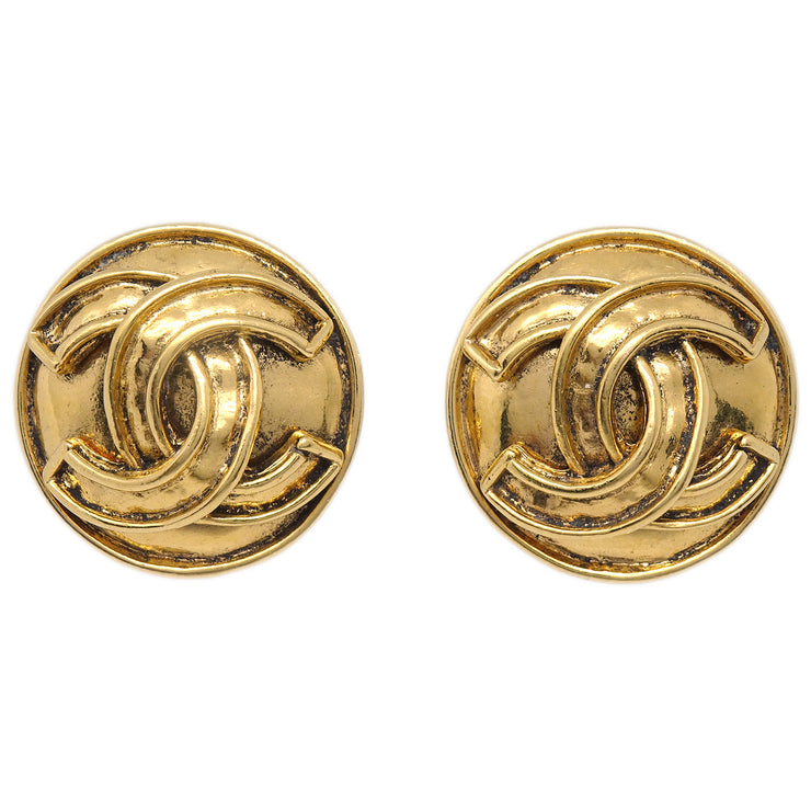 Chanel Button Earrings Clip-On Gold 94P