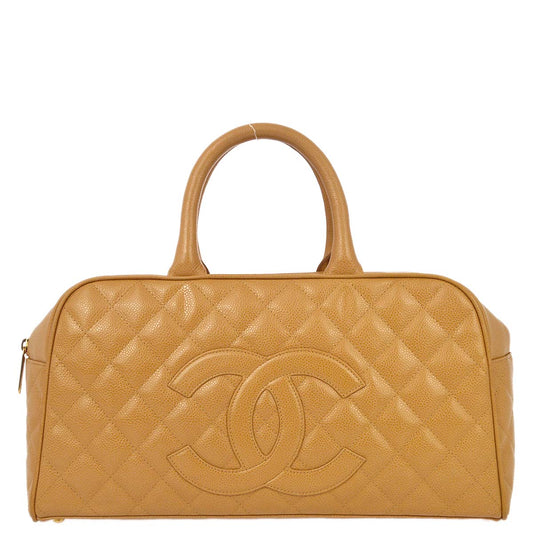 Chanel 2004-2005 Beige Caviar Bowling Bag 37