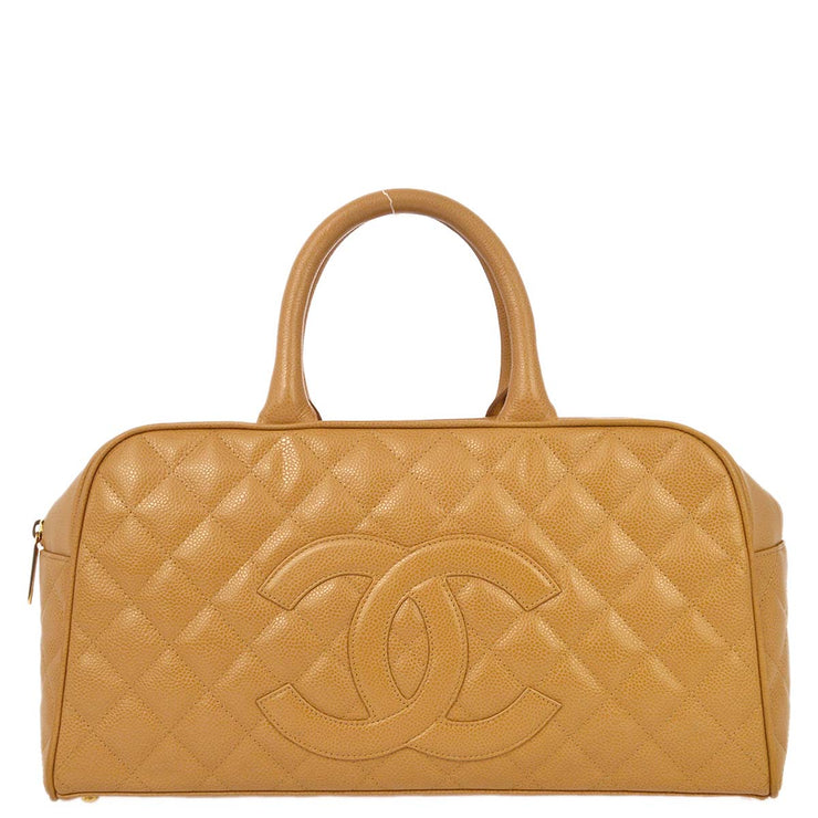 Chanel 2004-2005 Beige Caviar Bowling Bag 37