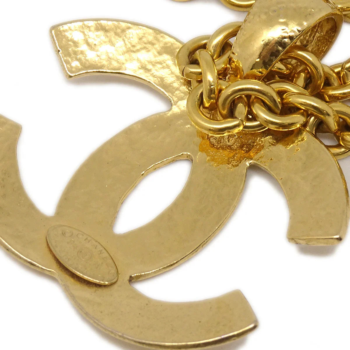 Chanel Quilted Charm Gold Chain Pendant Necklace Accessories 94A