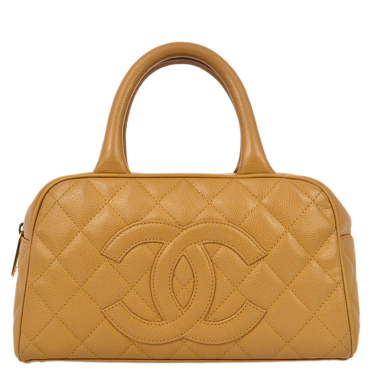 Chanel 2003-2004 Beige Caviar Bowling Bag 27