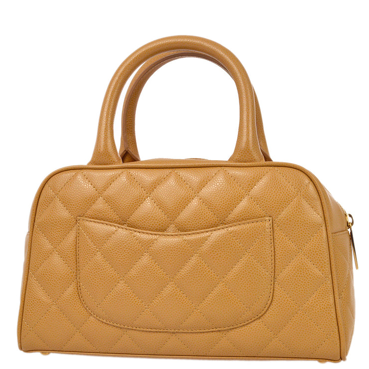 Chanel 2003-2004 Beige Caviar Bowling Bag 27