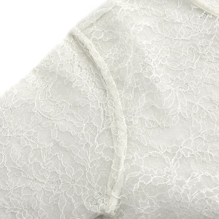 Chanel Lace Long Sleeve Tops White 04A #38
