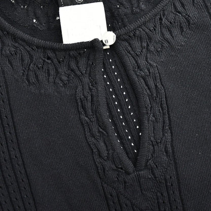 Chanel Short Sleeve Sweater Knit Tops Black 02P #38