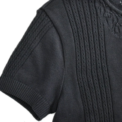 Chanel Short Sleeve Sweater Knit Tops Black 02P #38