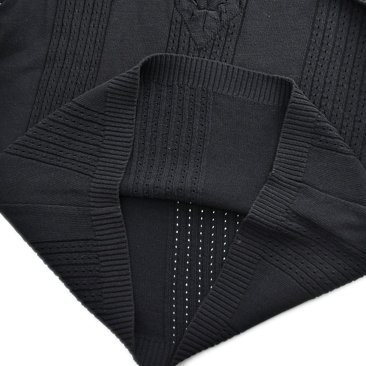 Chanel Short Sleeve Sweater Knit Tops Black 02P #38