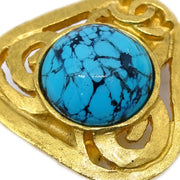 Chanel 1995 Gold & Blue Marble 'CC' Earrings