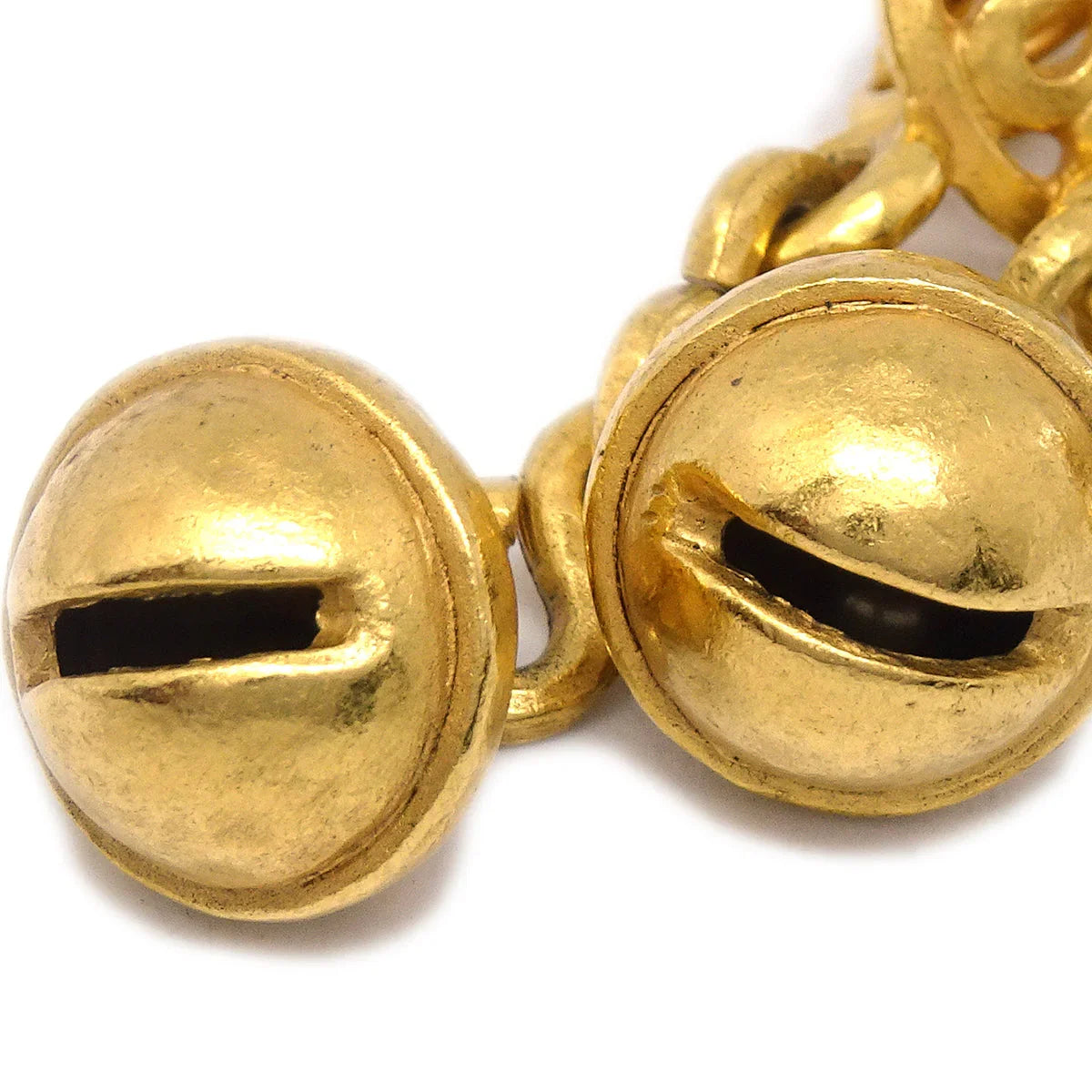 Chanel Bell Dangle Earrings Clip-On Gold 95P