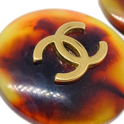 Chanel Button Earrings Clip-On Brown 97P