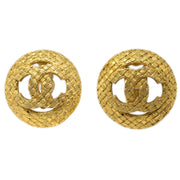Chanel 1994 Woven CC Cutout Earrings Gold Clip-On