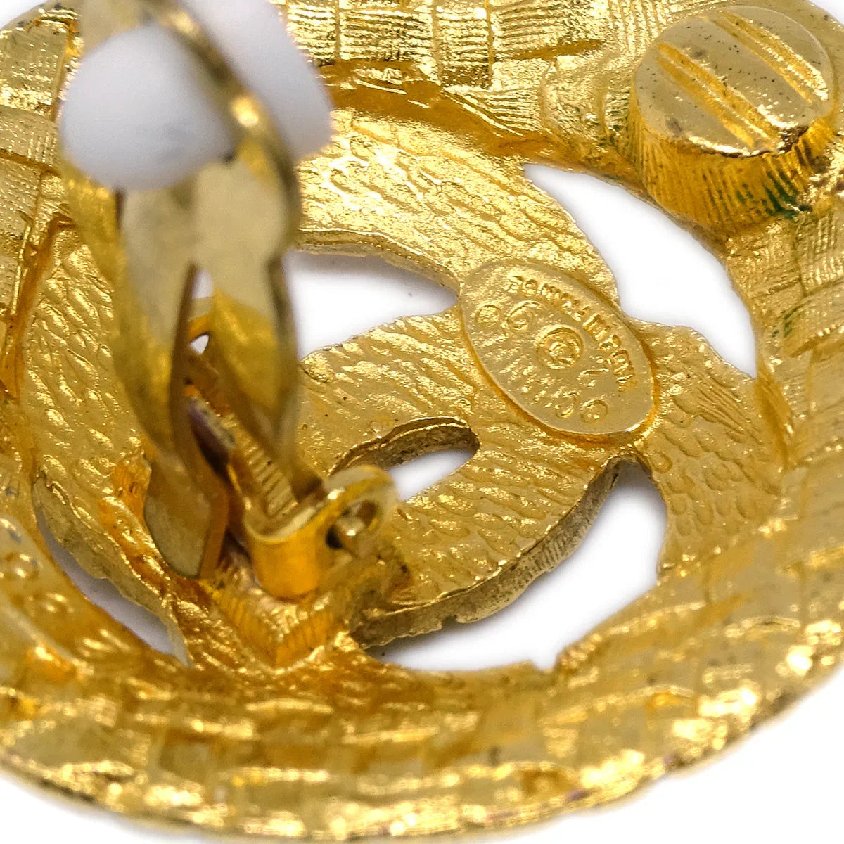 Chanel 1994 Woven CC Cutout Earrings Gold Clip-On