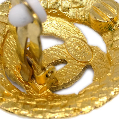 Chanel 1994 Woven CC Cutout Earrings Gold Clip-On