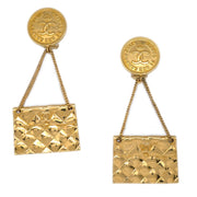 Chanel 1988 Bag Dangle Earrings Clip-On Gold 23