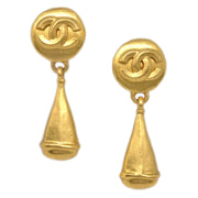 Chanel Dangle Earrings Clip-On Gold 96P