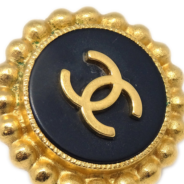 Chanel 1994 Gold & Black 'CC' Button Earrings