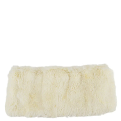 Chanel Fur Shawl Scarf Stole White Small Good