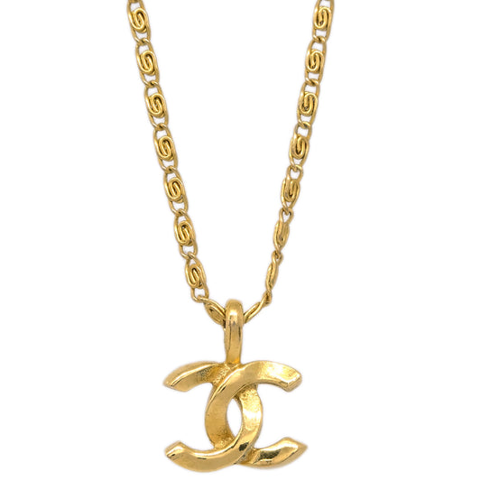 Chanel Mini CC Chain Pendant Necklace Gold 1982