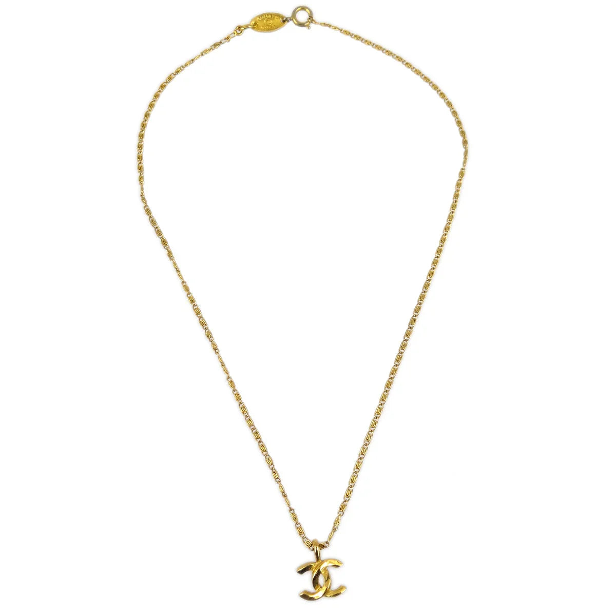 Chanel Mini CC Chain Pendant Necklace Gold 1982