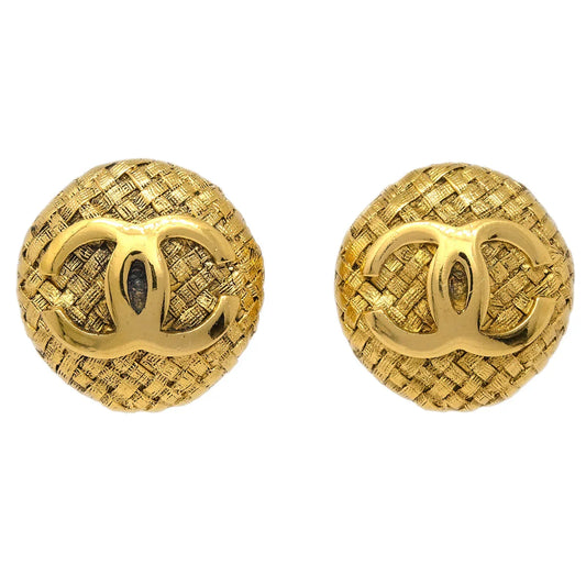 Chanel Woven CC Round Earrings Clip-On Gold 2855 29