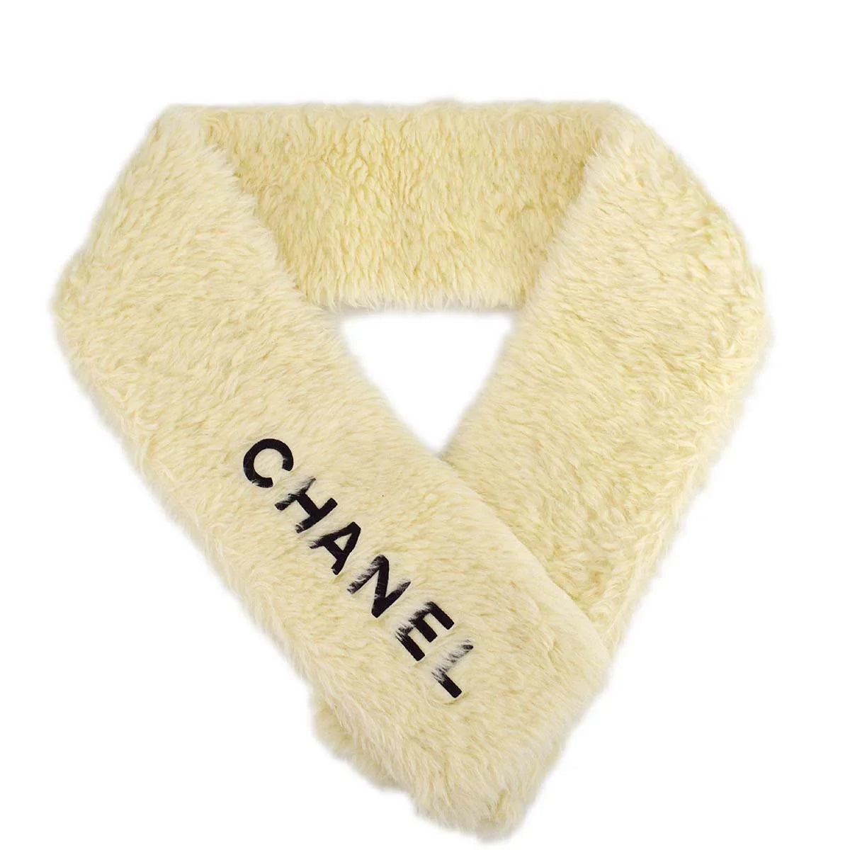【CHANEL】★Vintage★CASHMERE SCARF カシミア スカーフ CHANEL Wool Cashmere Logo Scarf Black Beige 1180616