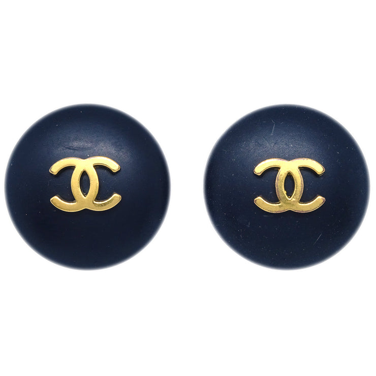 Chanel 1995 Gold & Black 'CC' Button Earrings