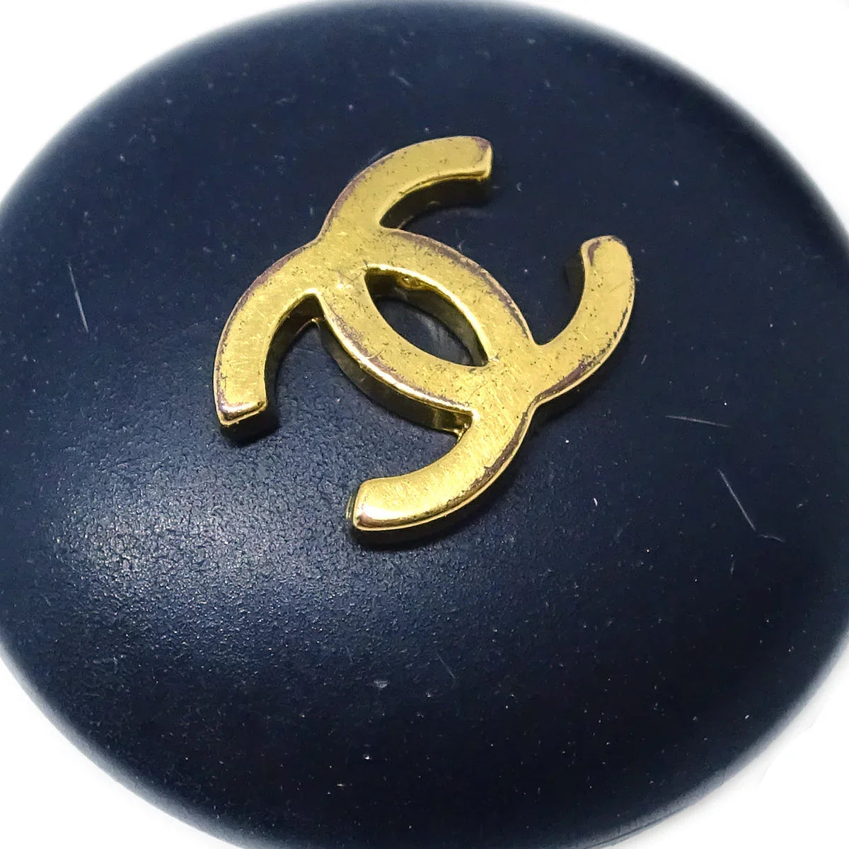 Chanel 1995 Gold & Black 'CC' Button Earrings
