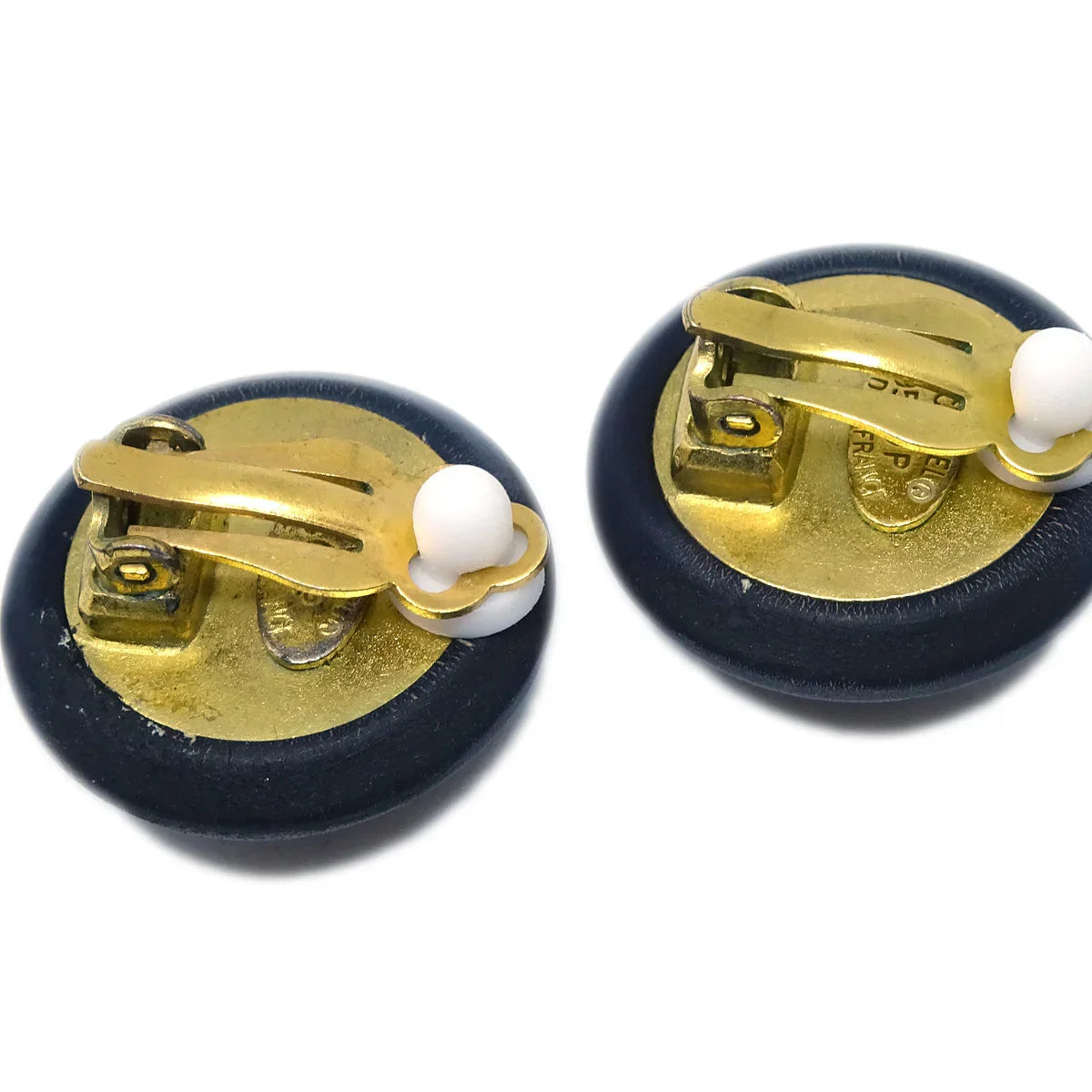 Chanel 1995 Gold & Black 'CC' Button Earrings