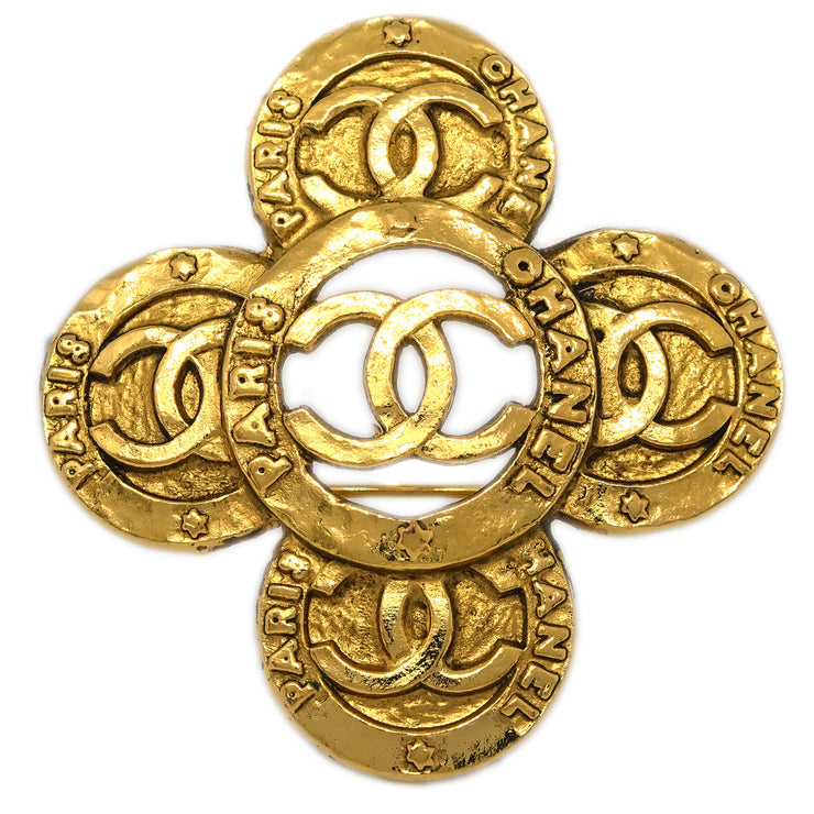 Chanel 1993 Flower Motif Brooch Pin Gold 28/1231