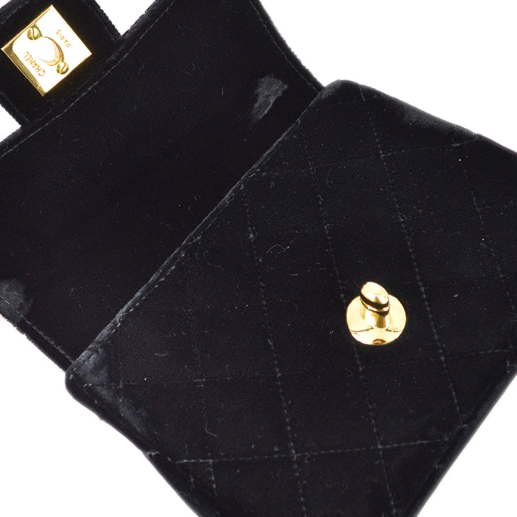 Chanel 1994-1996 Black Velvet Classic Flap Micro Handbag