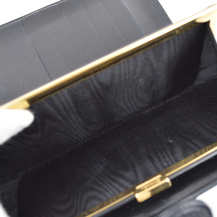 Chanel 2000-2001 Black Caviar Long Wallet Purse