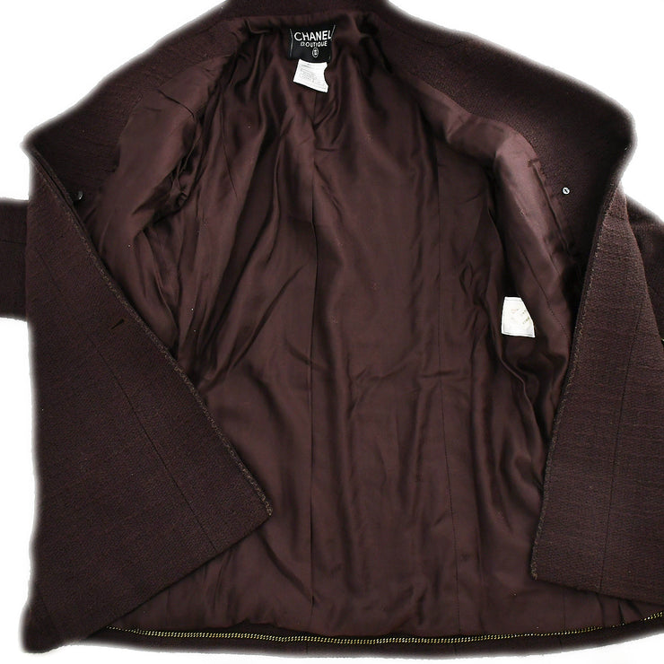 Chanel Single Breasted Jacket Brown 98A #38