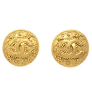 Chanel Button Earrings Clip-On Gold 96A