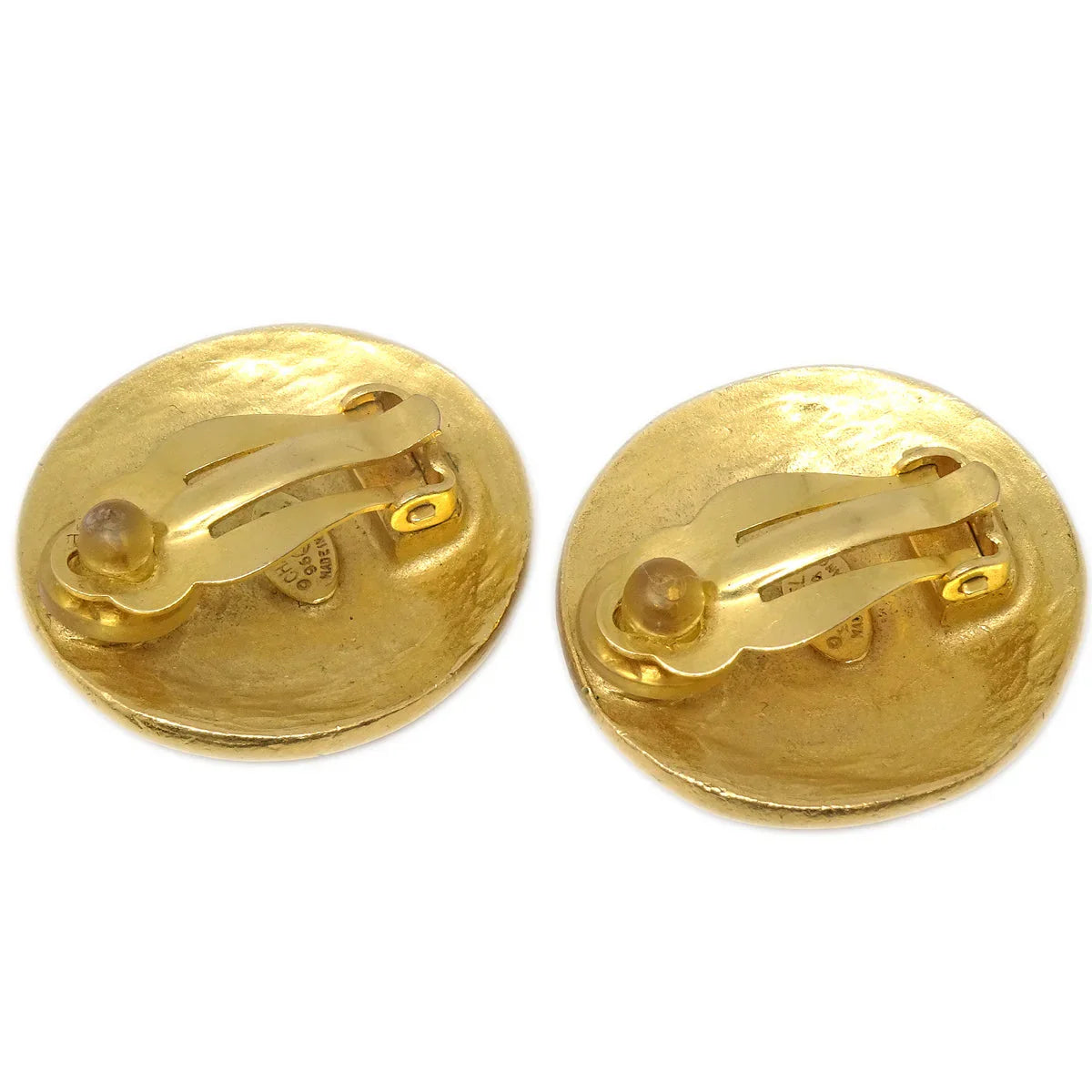 Chanel Button Earrings Clip-On Gold 96A