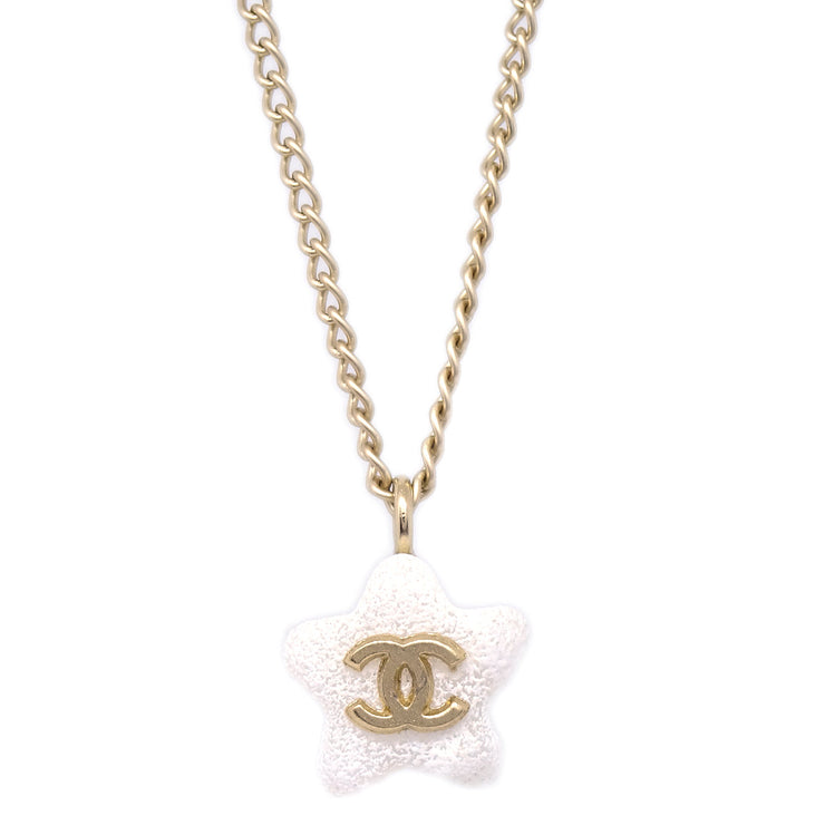 Chanel Star Chain Necklace Pendant White 03A