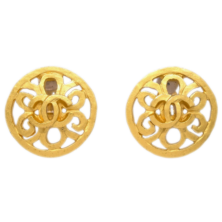 Chanel Button Earrings Clip-On Gold 95P