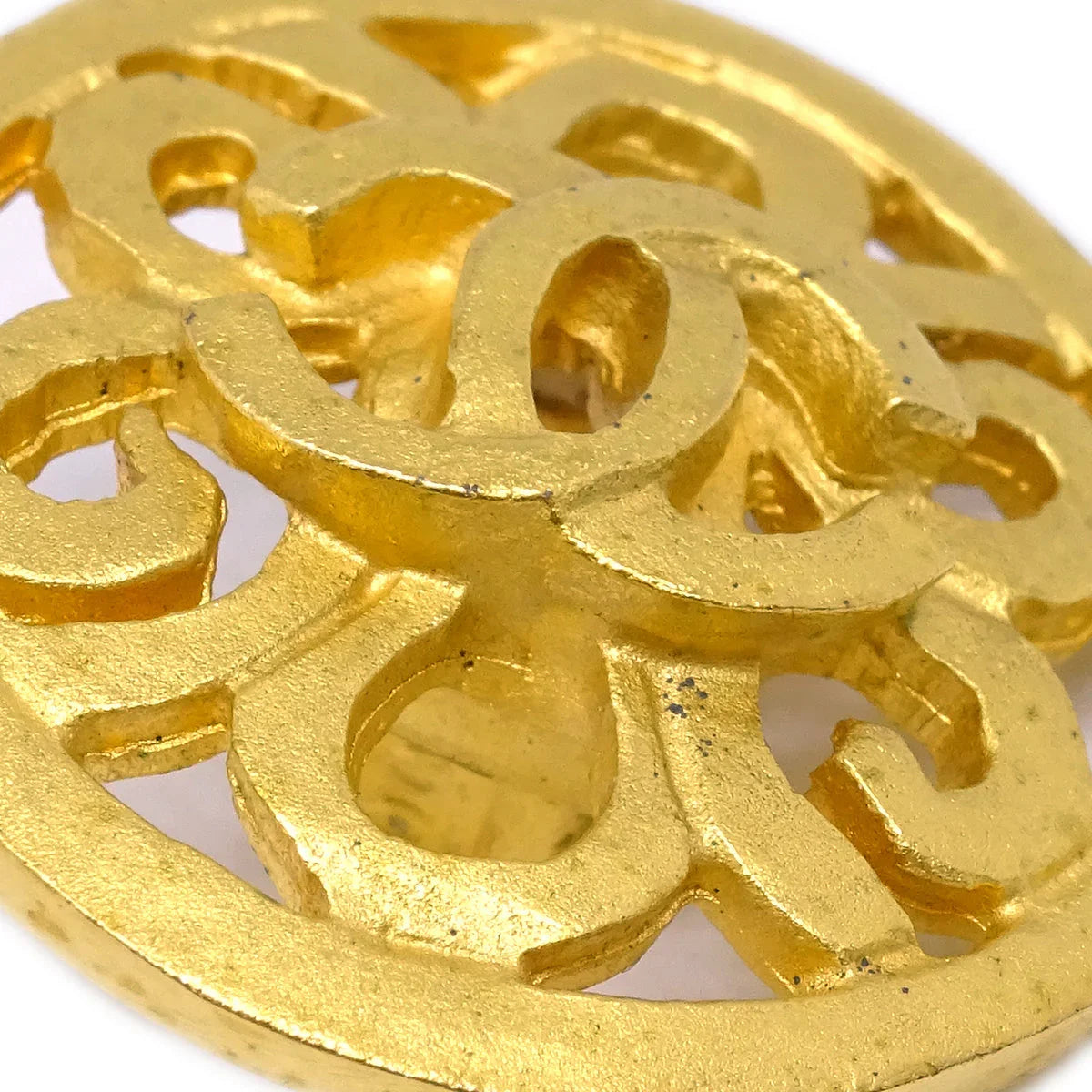 Chanel Button Earrings Clip-On Gold 95P