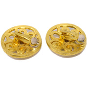 Chanel Button Earrings Clip-On Gold 95P