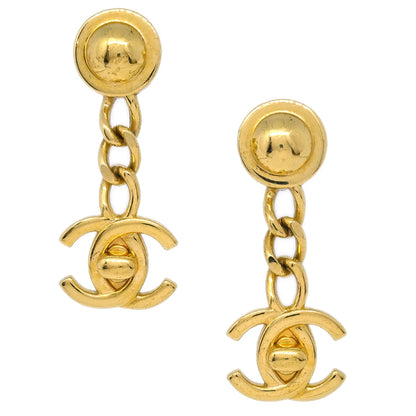 Chanel Dangle Turnlock Earrings Clip-On Gold 96A