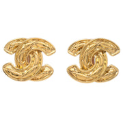 Chanel CC Quilted Earrings Clip-On Gold 2459