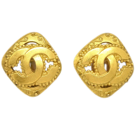 Chanel Rhombus Earrings Clip-On Gold 96A
