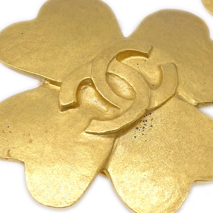 Chanel Clover Earrings Clip-On Gold 95P