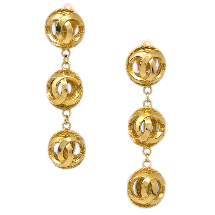 Chanel Dangle Earrings Clip-On Gold