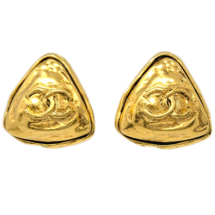 Chanel Triangle Earrings Clip-On Gold