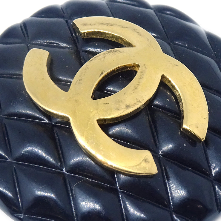 Chanel Button Earrings Clip-On Black