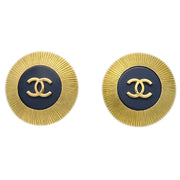 Chanel Button Earrings Clip-On Black 95C