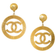 Chanel Hoop Dangle Earrings Clip-On Gold 93P