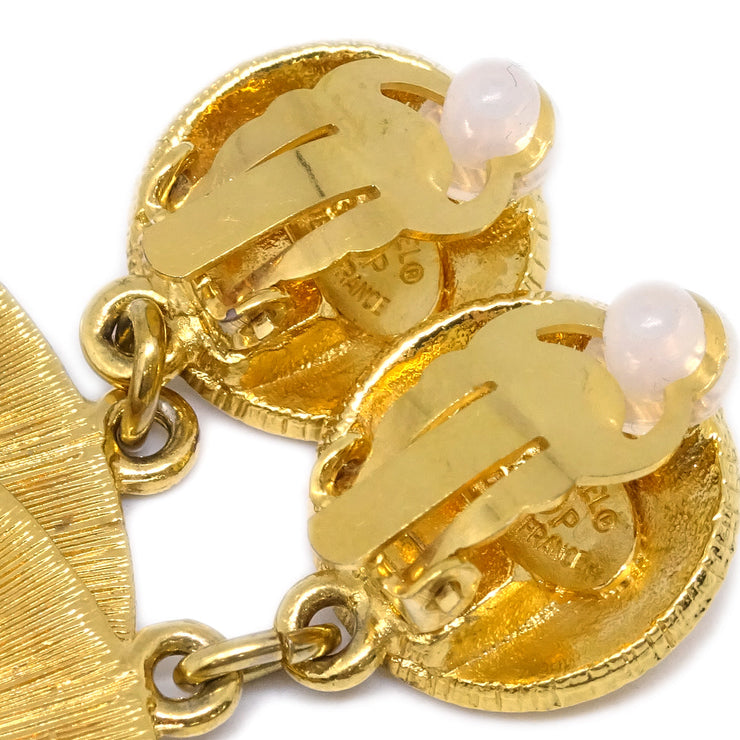 Chanel Hoop Dangle Earrings Clip-On Gold 93P