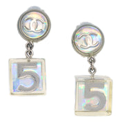 Chanel Dangle Cube Earrings Clip-On Silver 97P